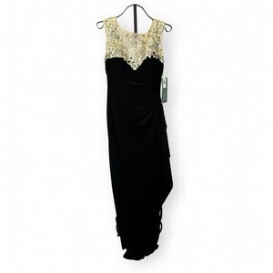 Stunning Black Moody Magical Enchanting  Prom Dress with Gold Lace